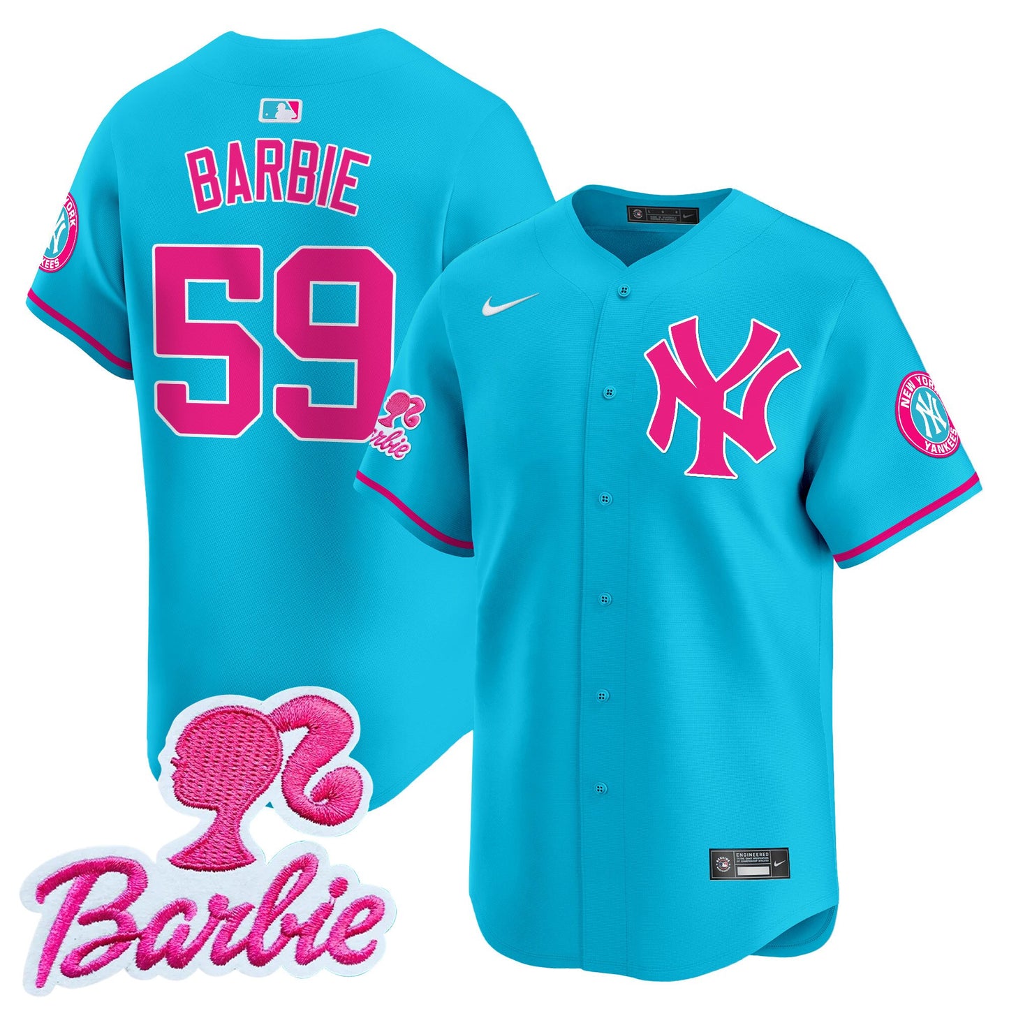 Yankees Barbie Patch Vapor Premier Limited Jersey - All Stitched