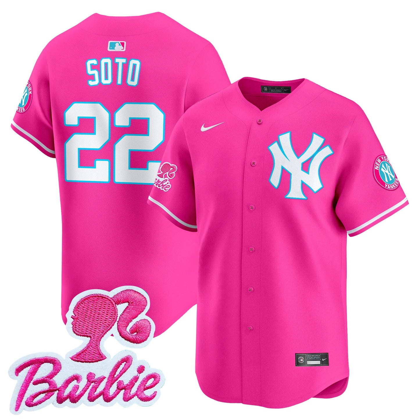 Yankees Barbie Patch Vapor Premier Limited Jersey - All Stitched