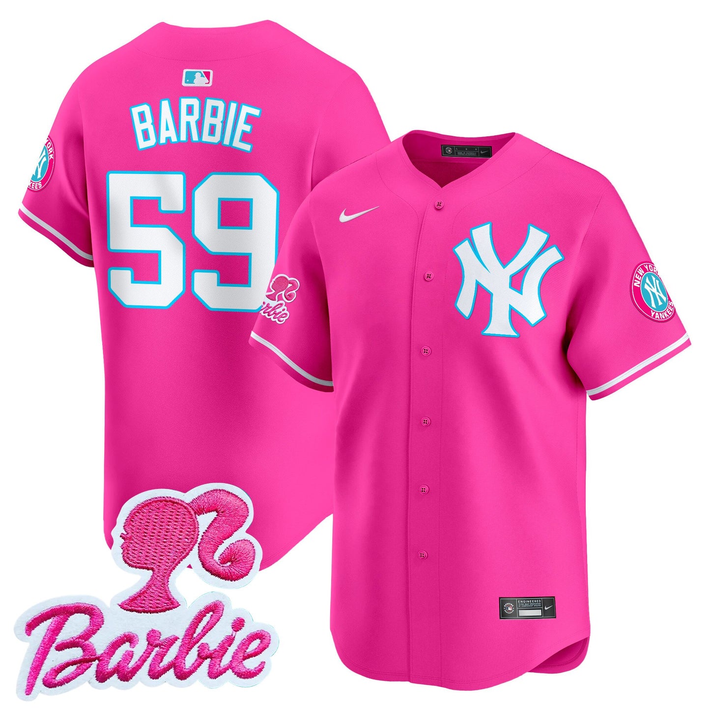 Yankees Barbie Patch Vapor Premier Limited Jersey - All Stitched