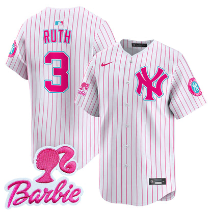 Yankees Barbie Patch Vapor Premier Limited Jersey - All Stitched