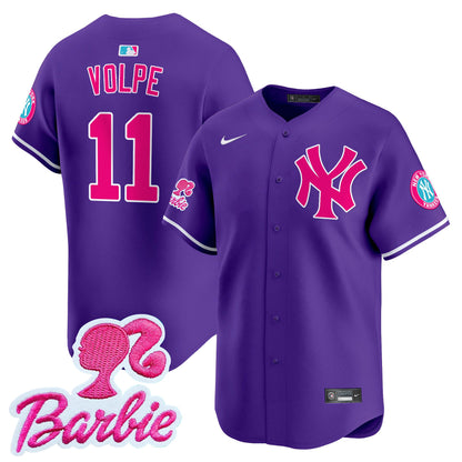 Yankees Barbie Patch Vapor Premier Limited Jersey - All Stitched