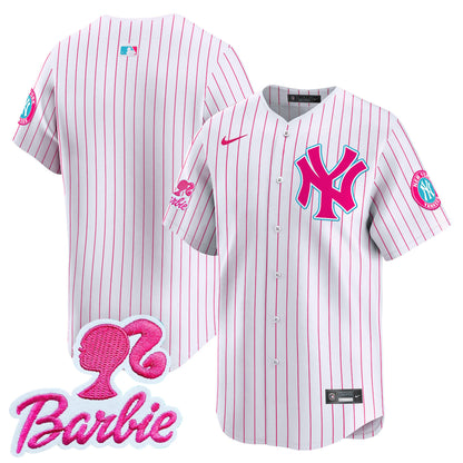 Yankees Barbie Patch Vapor Premier Limited Jersey - All Stitched