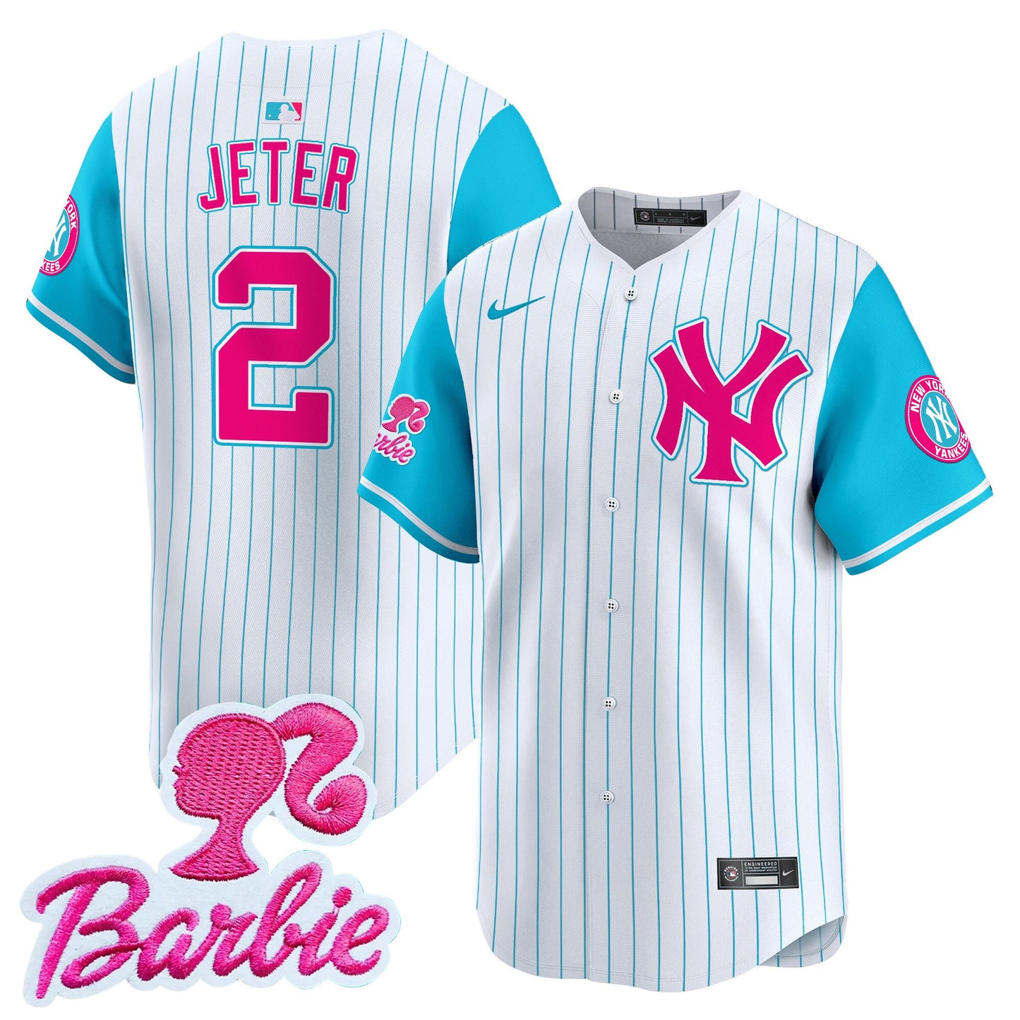 Yankees Barbie Patch Vapor Premier Limited Jersey - All Stitched