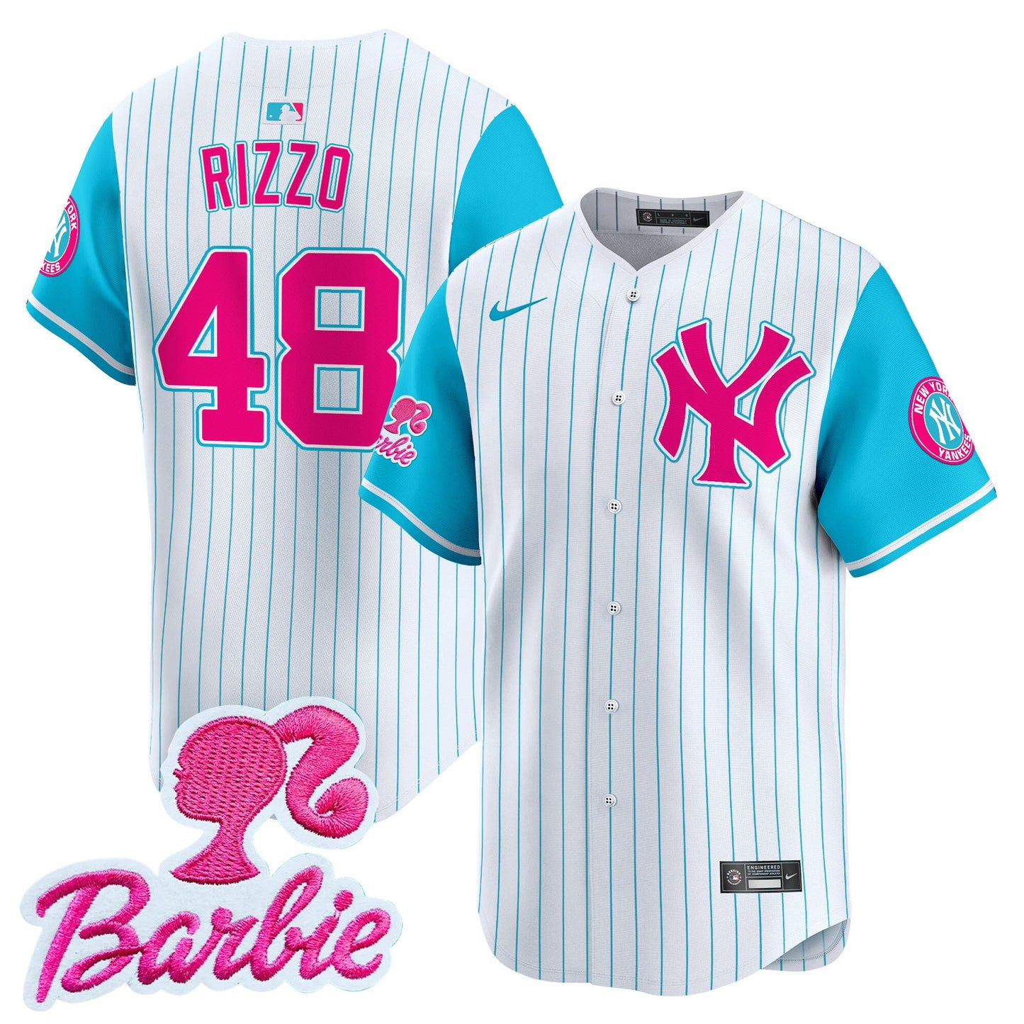 Yankees Barbie Patch Vapor Premier Limited Jersey - All Stitched