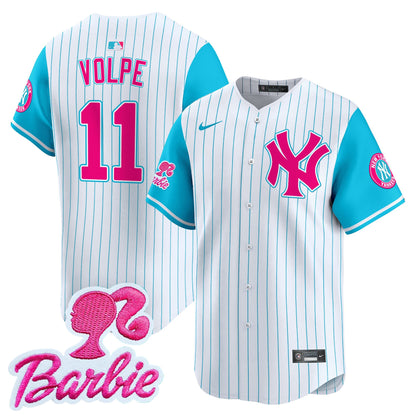 Yankees Barbie Patch Vapor Premier Limited Jersey - All Stitched