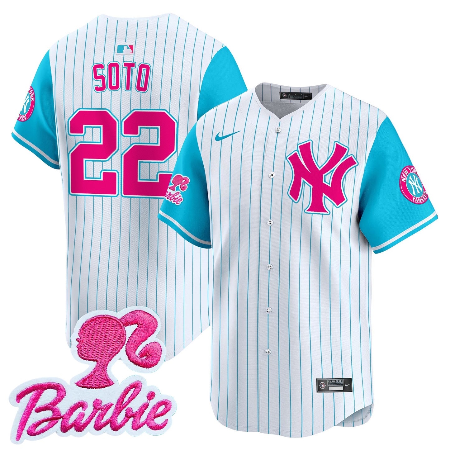 Yankees Barbie Patch Vapor Premier Limited Jersey - All Stitched