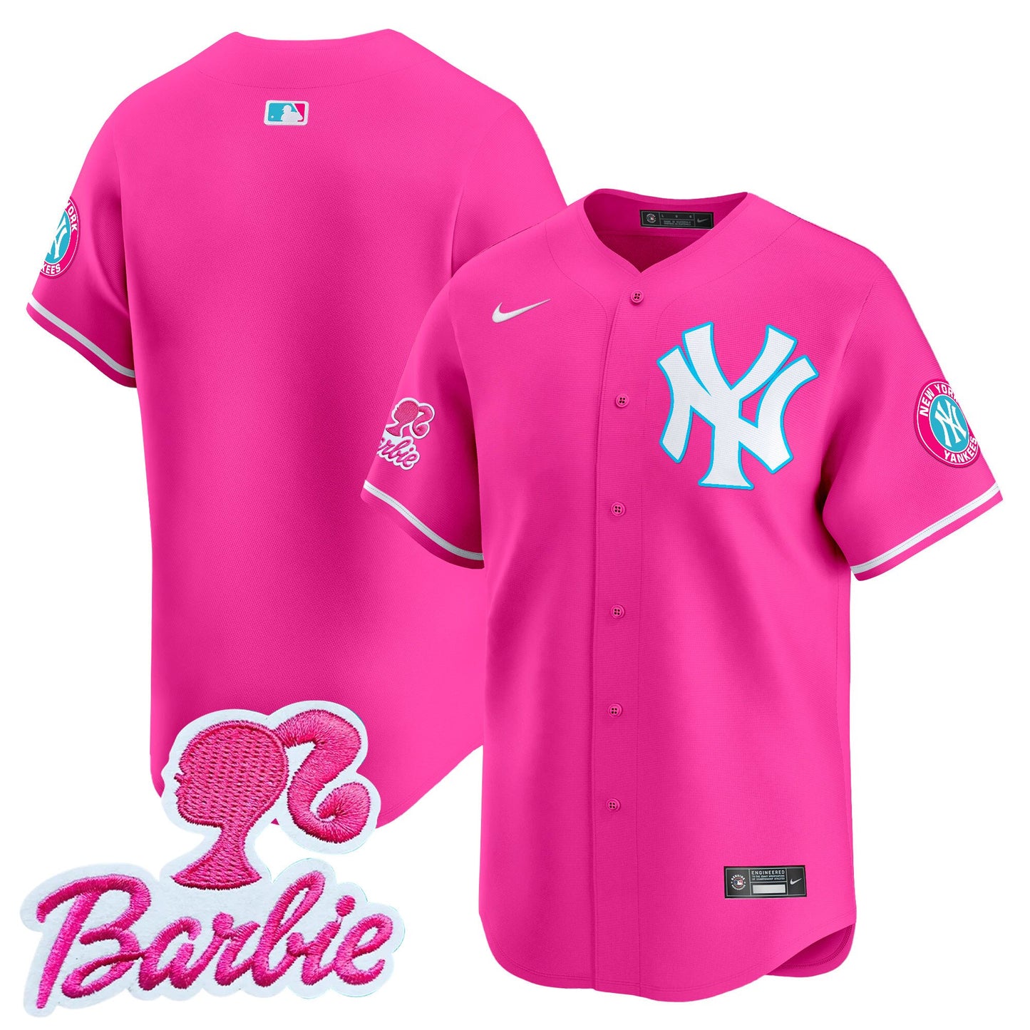 Yankees Barbie Patch Vapor Premier Limited Jersey - All Stitched