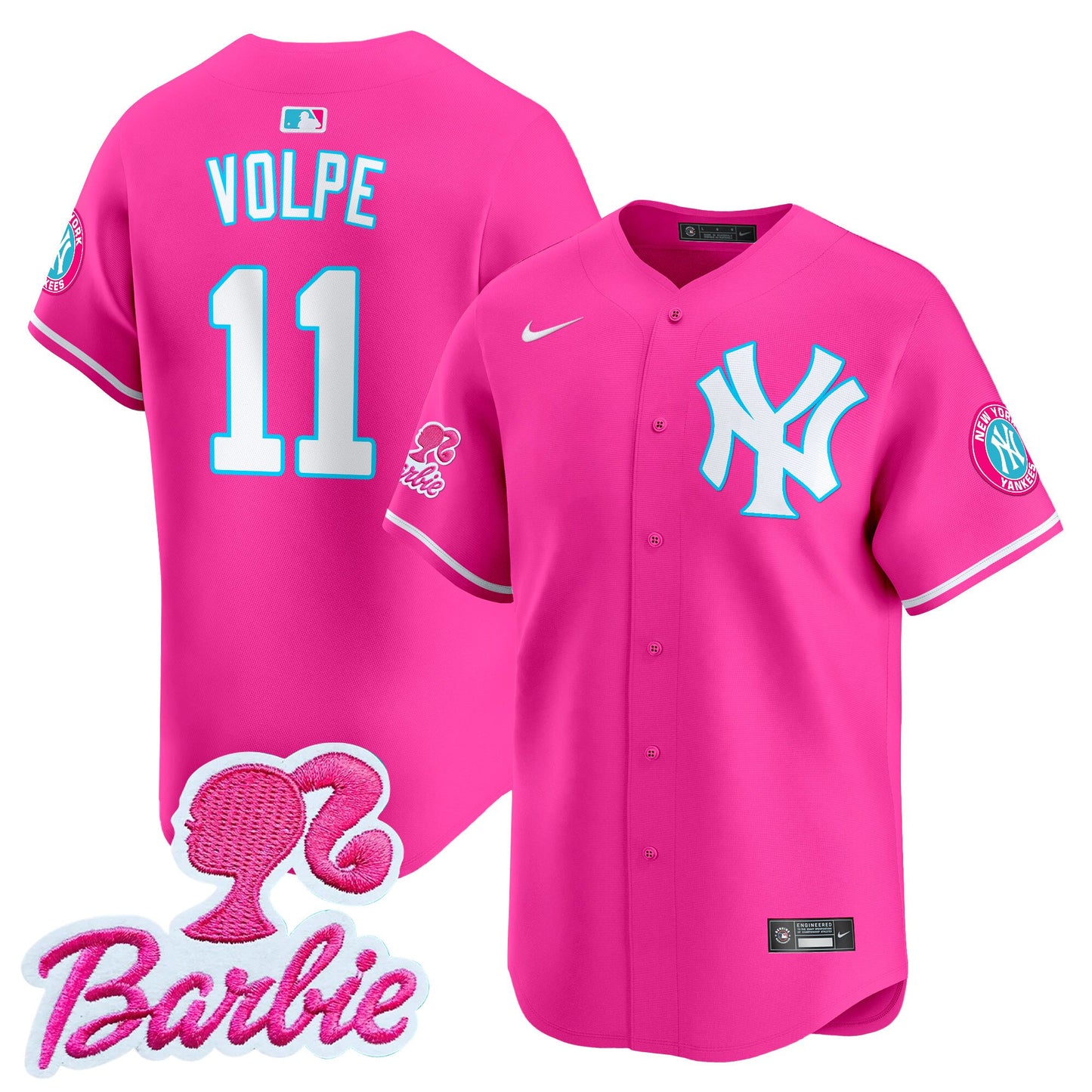 Yankees Barbie Patch Vapor Premier Limited Jersey - All Stitched