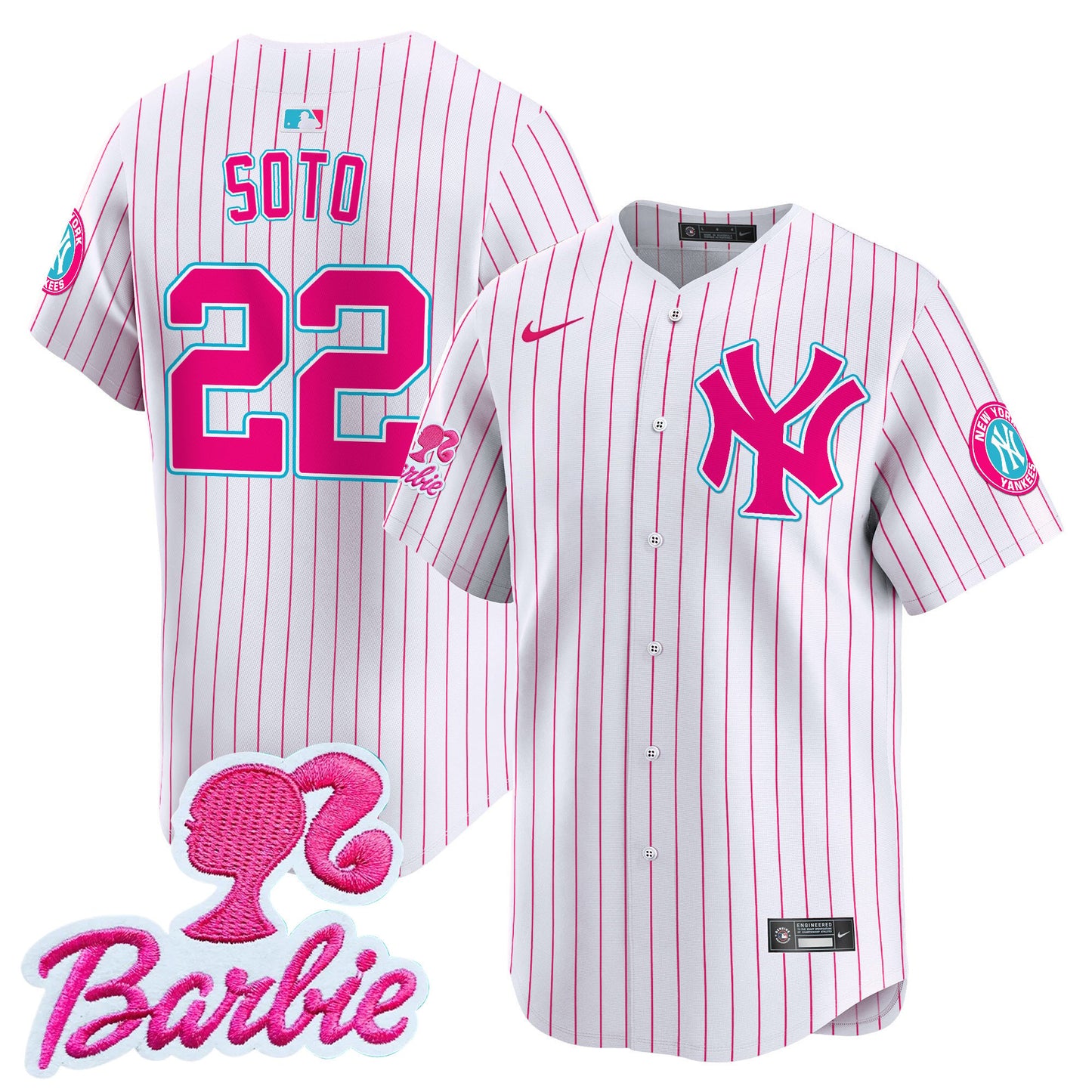 Yankees Barbie Patch Vapor Premier Limited Jersey - All Stitched