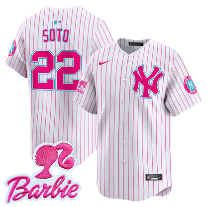 Yankees Barbie Patch Vapor Premier Limited Jersey - All Stitched