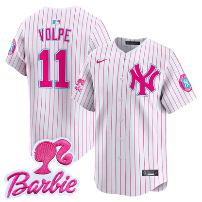 Yankees Barbie Patch Vapor Premier Limited Jersey - All Stitched