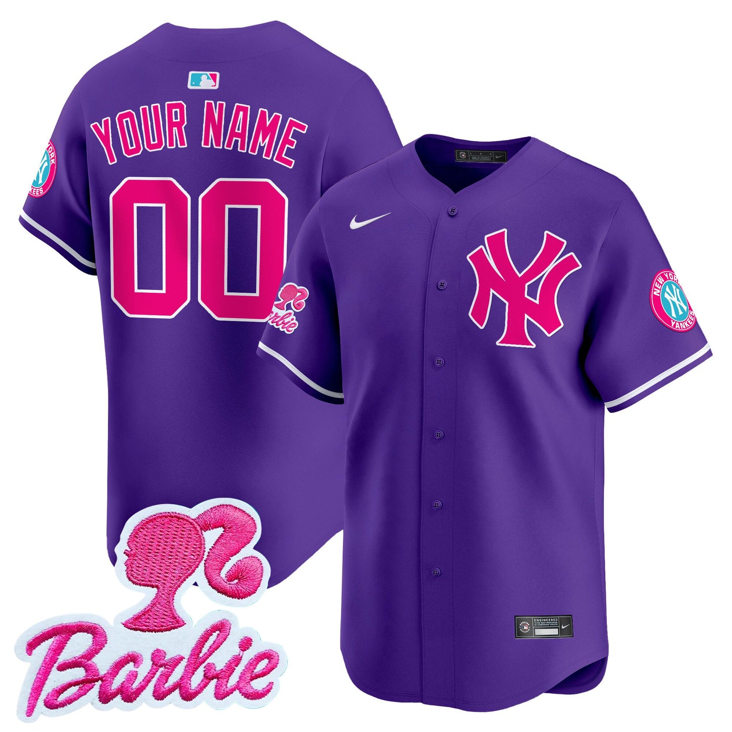 Yankees Barbie Patch Vapor Premier Limited Custom Jersey - All Stitched