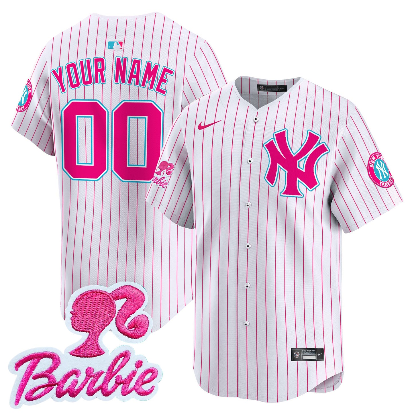 Yankees Barbie Patch Vapor Premier Limited Custom Jersey - All Stitched