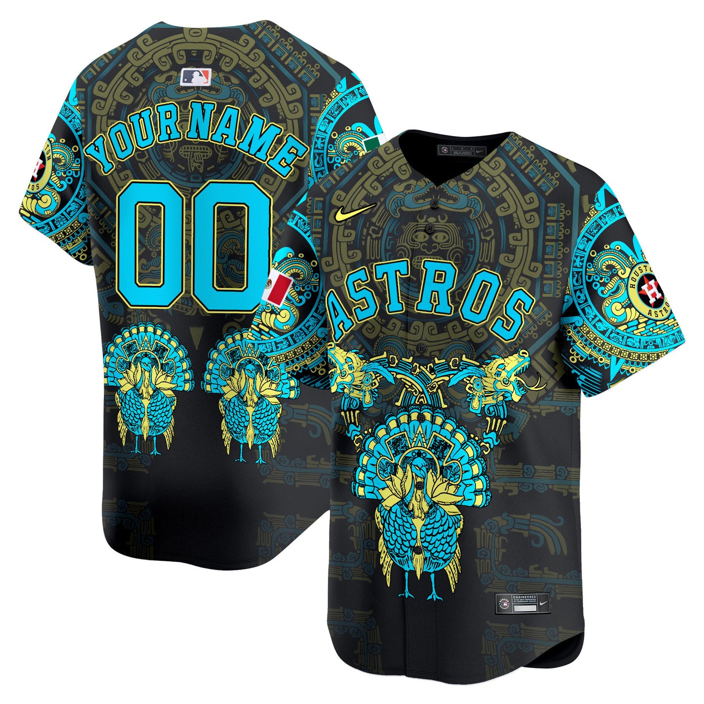 Astros Mexico Aztec Vapor Premier Limited Custom Jersey - Printed