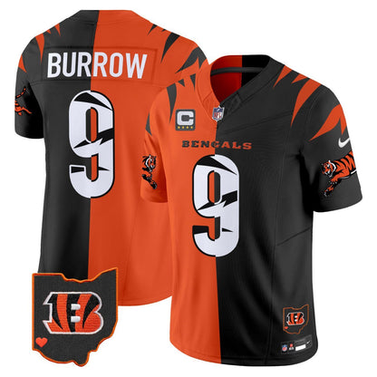 Joe Burrow Cincinnati Bengals Split Jersey - All Stitched