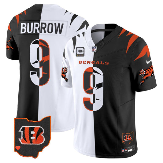 Joe Burrow Cincinnati Bengals Split Jersey - All Stitched