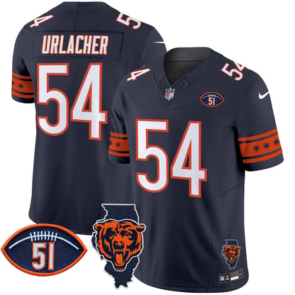 Bears Illinois & Dick Butkus Patch Vapor Limited Jersey - All Stitched