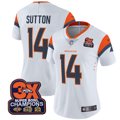 Women's Denver Broncos 3-Time Champions Patch Vapor Limited Jersey - All Stitched