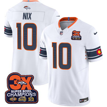 Denver Broncos 3x Patch Colorado Flag Vapor Limited Jersey - All Stitched