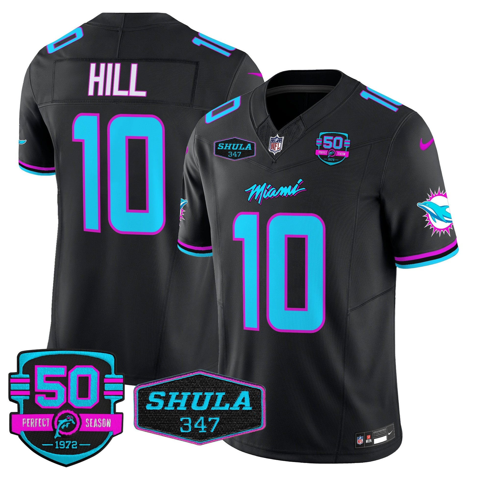 Men's Dolphins "Miami Vice" Vapor Limited Jersey V4 - All Stitched