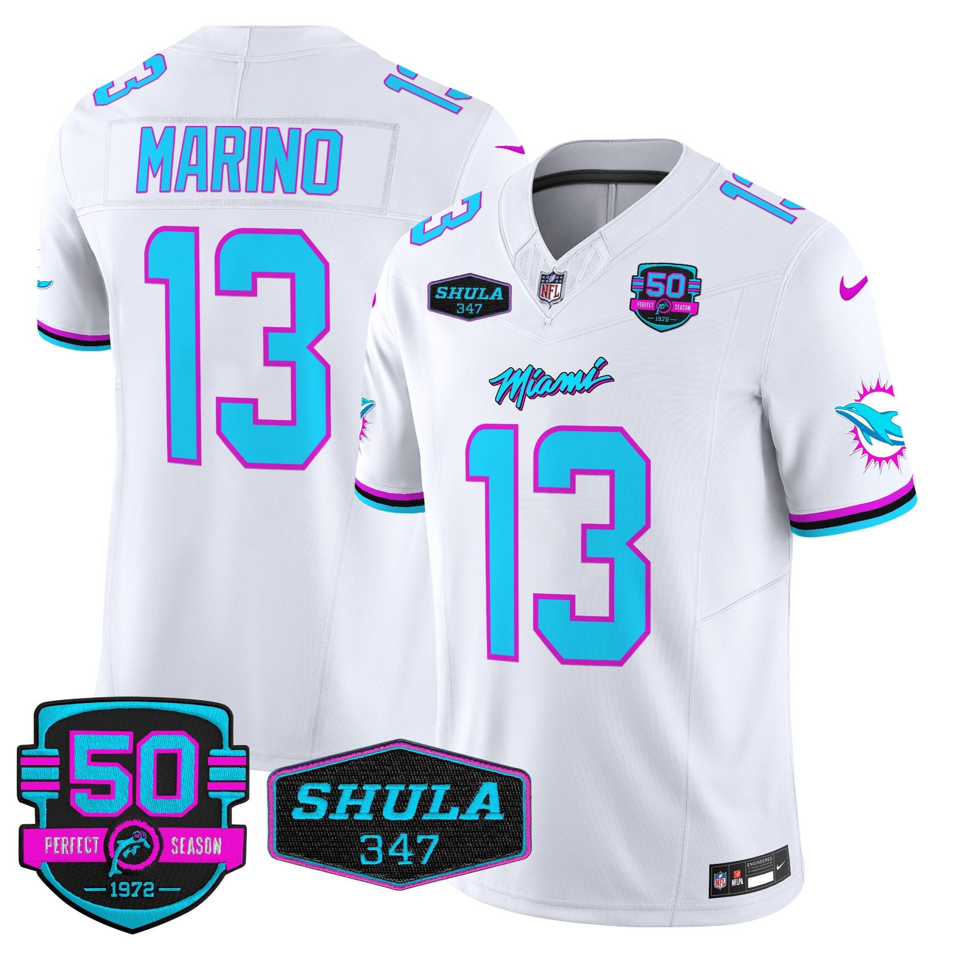 Men's Dolphins "Miami Vice" Vapor Limited Jersey V4 - All Stitched
