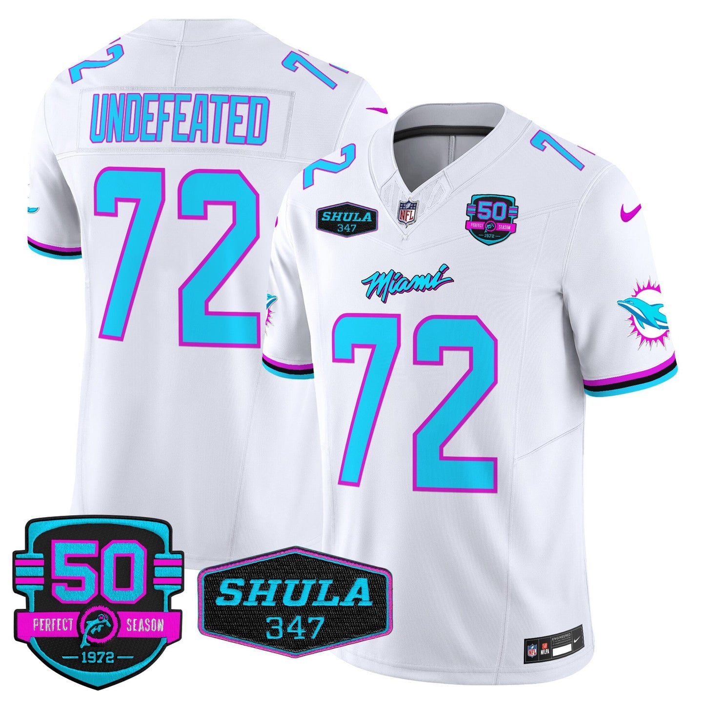 Men's Dolphins "Miami Vice" Vapor Limited Jersey V4 - All Stitched