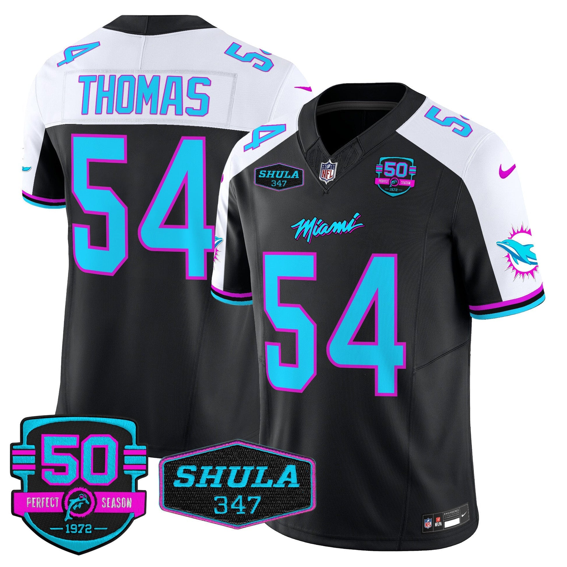 Men's Dolphins "Miami Vice" Vapor Limited Jersey V4 - All Stitched