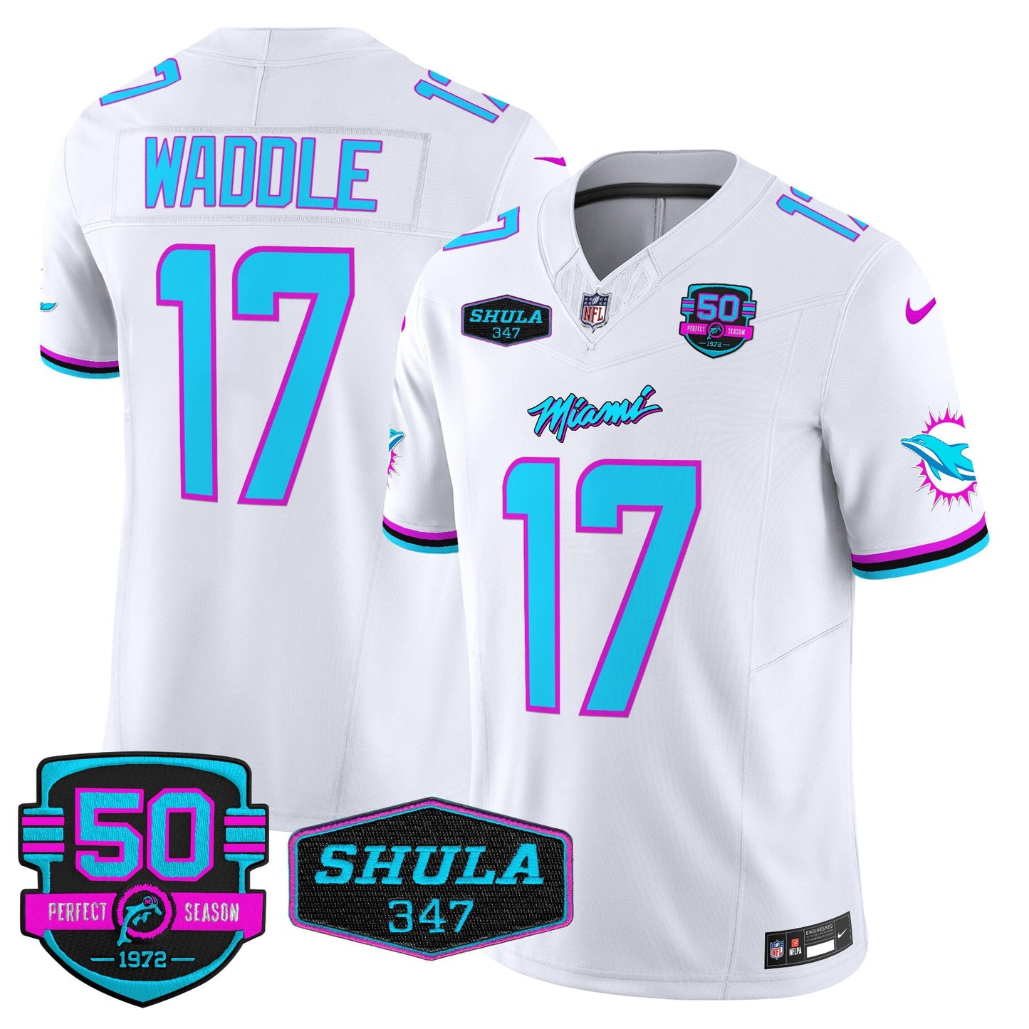 Men's Dolphins "Miami Vice" Vapor Limited Jersey V4 - All Stitched