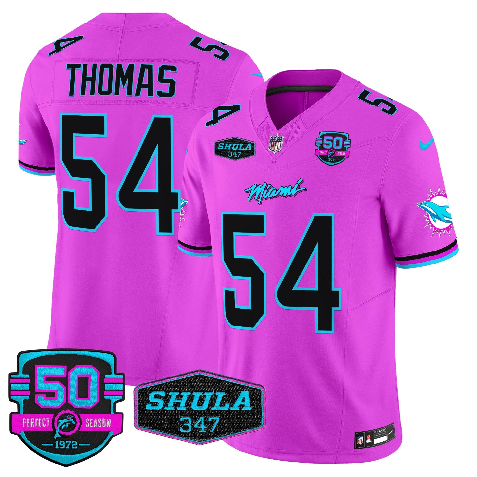 Men's Dolphins "Miami Vice" Vapor Limited Jersey V4 - All Stitched