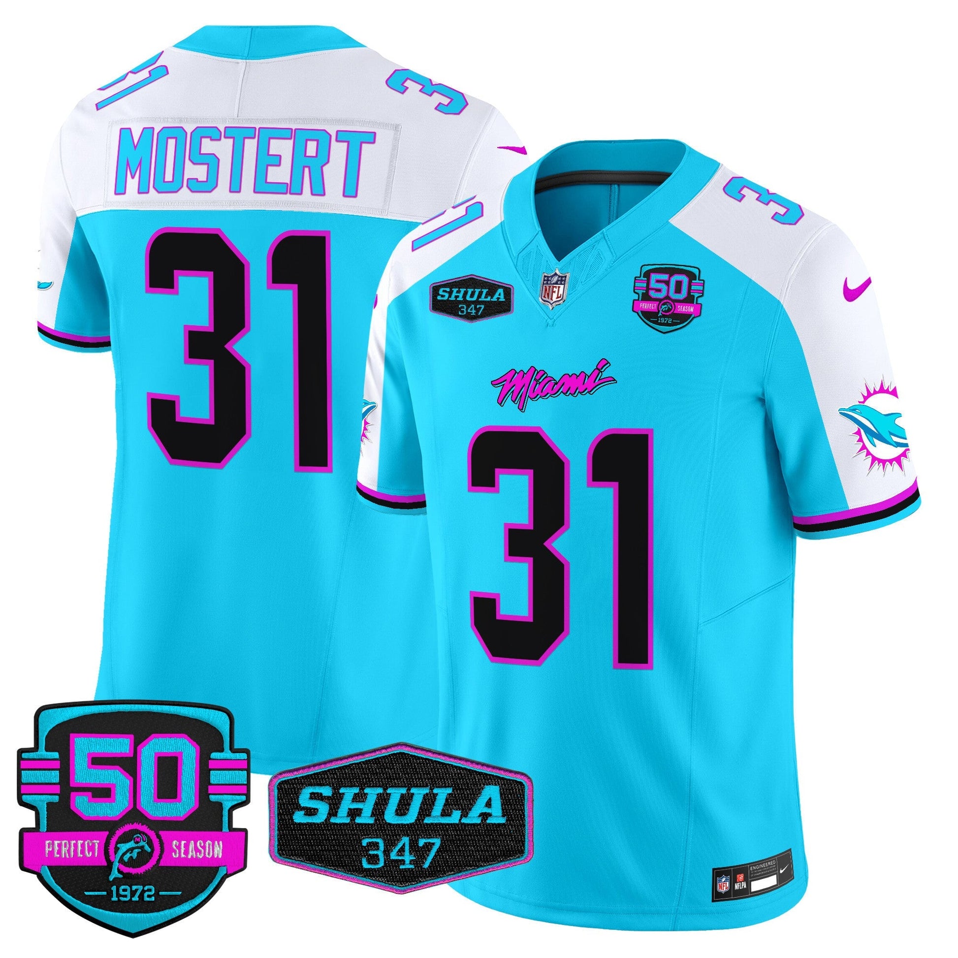 Men's Dolphins "Miami Vice" Vapor Limited Jersey V4 - All Stitched
