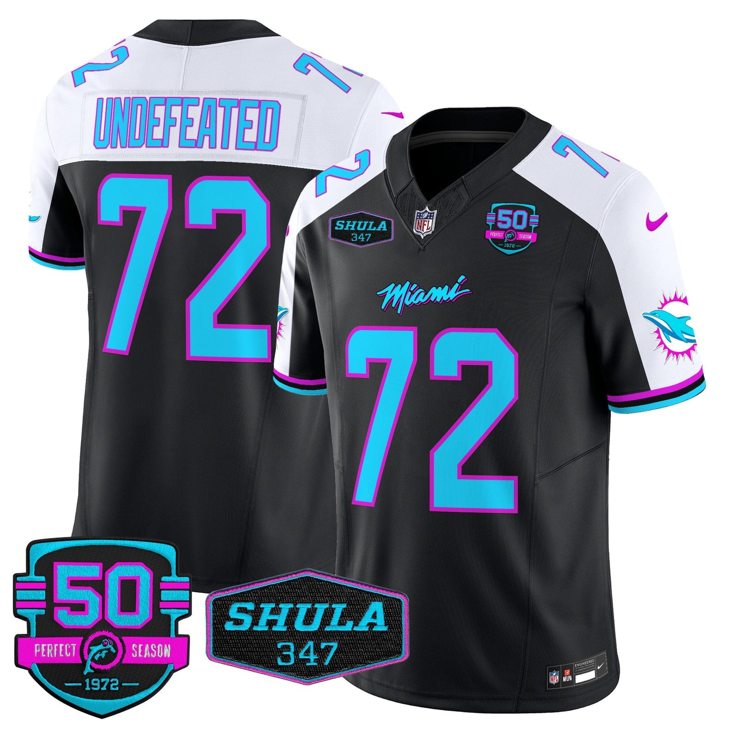 Men's Dolphins "Miami Vice" Vapor Limited Jersey V4 - All Stitched
