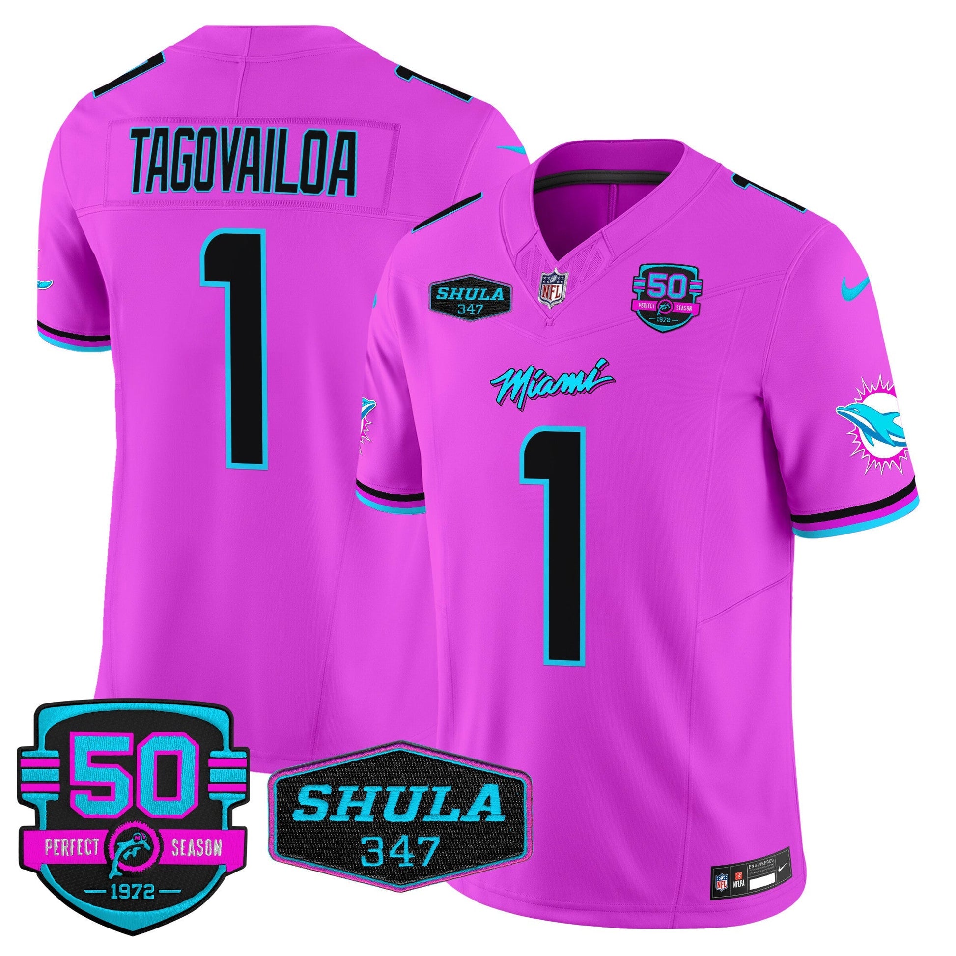 Men's Dolphins "Miami Vice" Vapor Limited Jersey V4 - All Stitched
