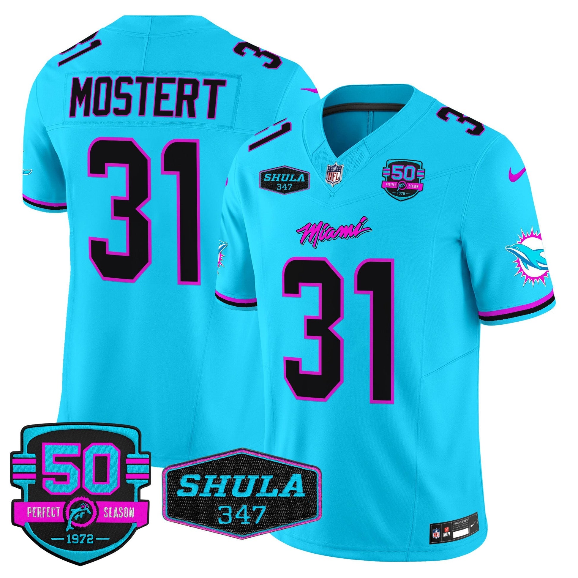 Men's Dolphins "Miami Vice" Vapor Limited Jersey V4 - All Stitched