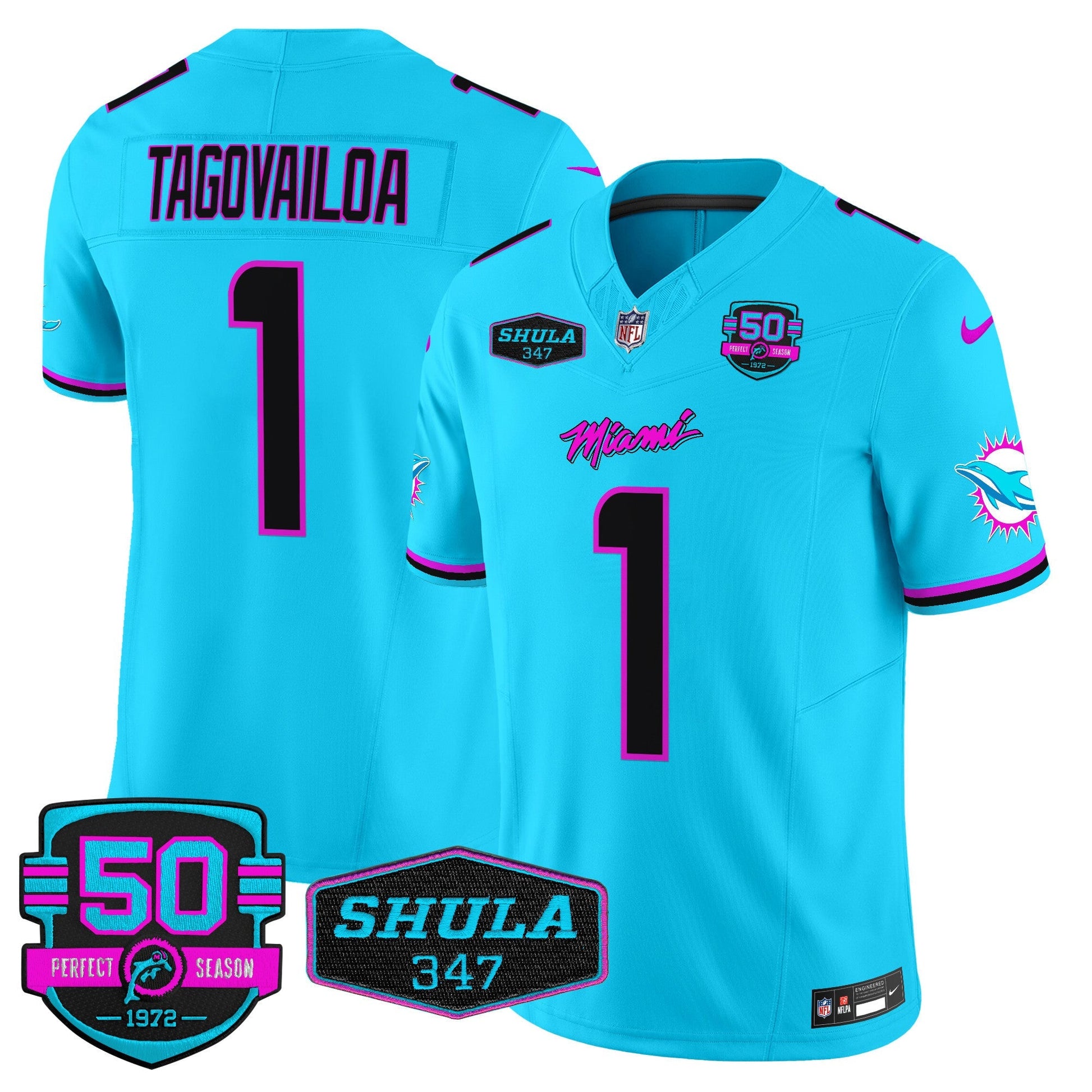 Men's Dolphins "Miami Vice" Vapor Limited Jersey V4 - All Stitched
