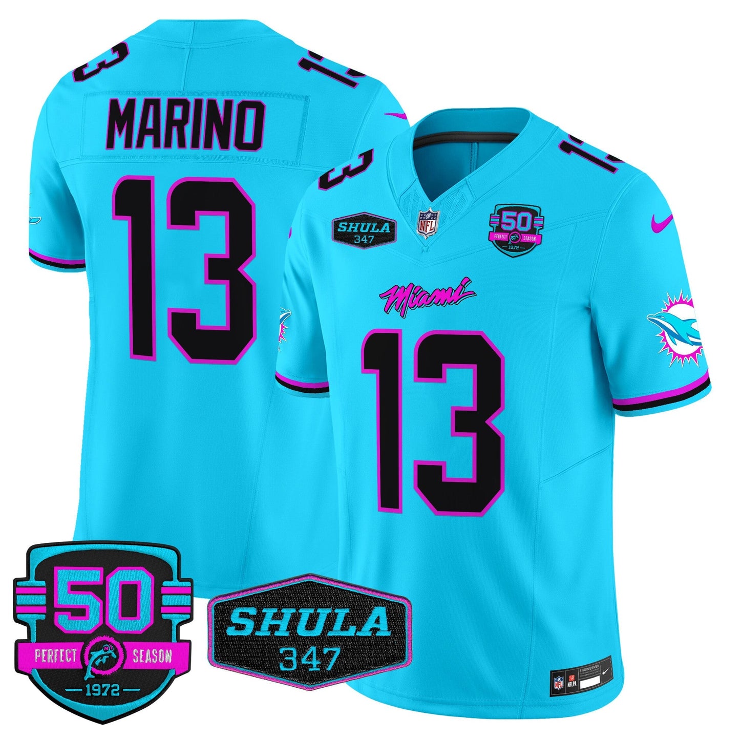 Men's Dolphins "Miami Vice" Vapor Limited Jersey V4 - All Stitched