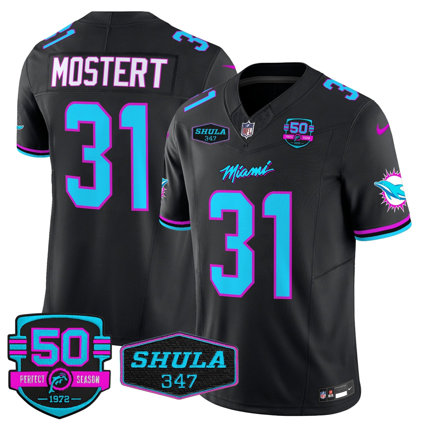 Men's Dolphins "Miami Vice" Vapor Limited Jersey V4 - All Stitched