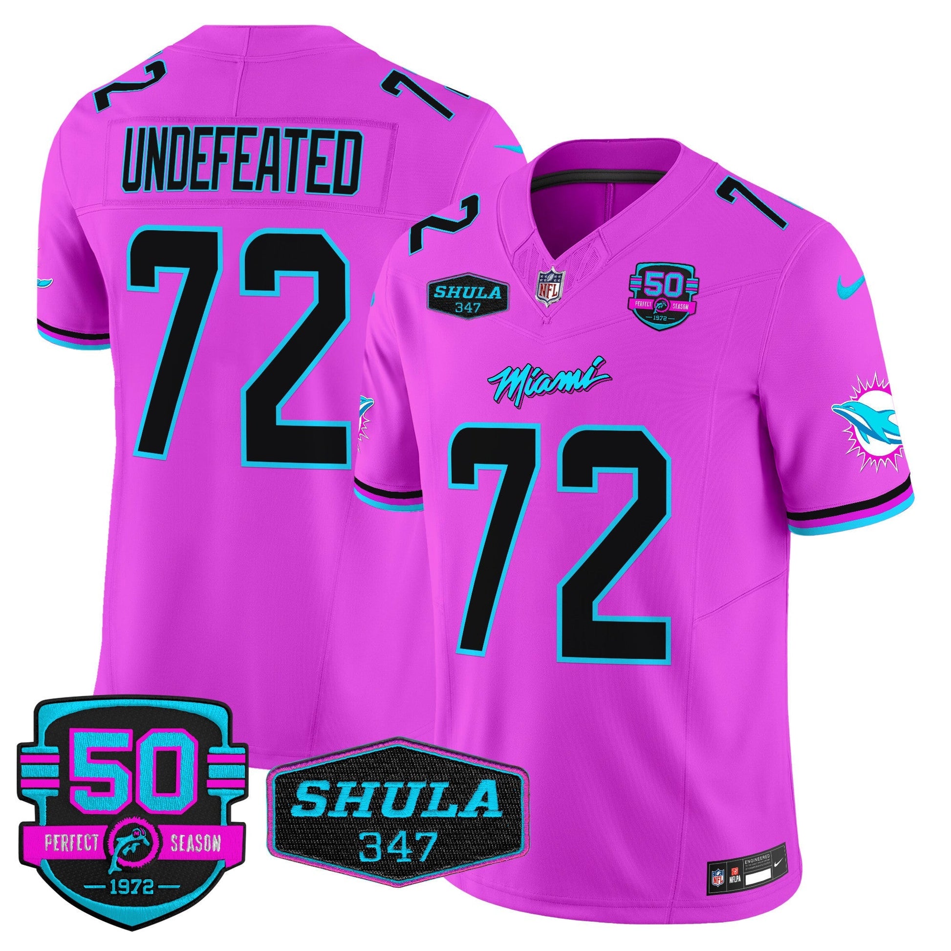 Men's Dolphins "Miami Vice" Vapor Limited Jersey V4 - All Stitched