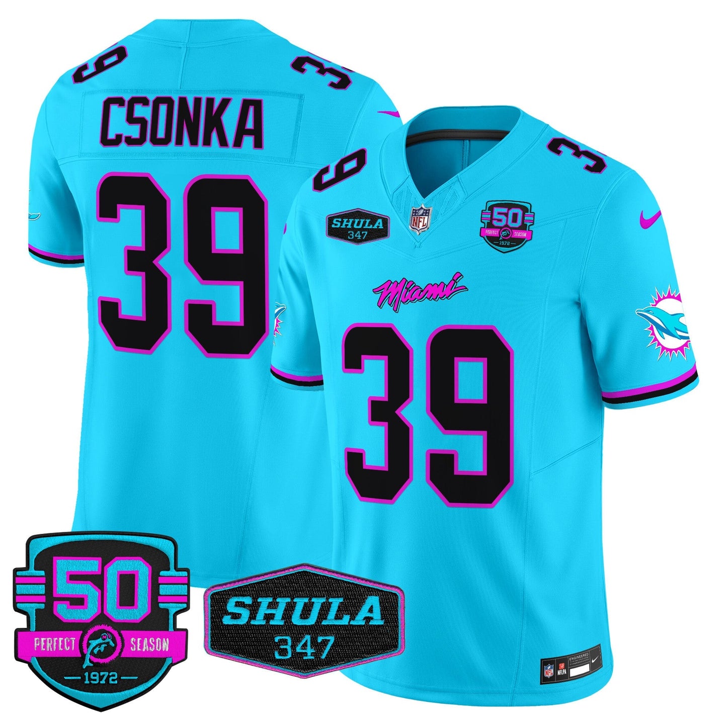 Men's Dolphins "Miami Vice" Vapor Limited Jersey V4 - All Stitched