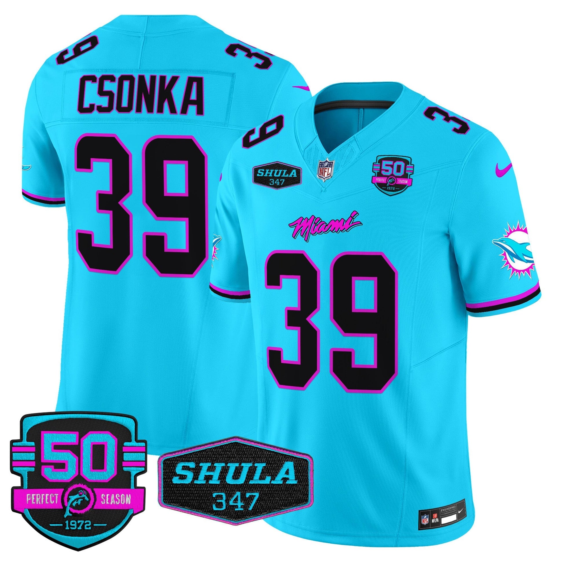 Men's Dolphins "Miami Vice" Vapor Limited Jersey V4 - All Stitched