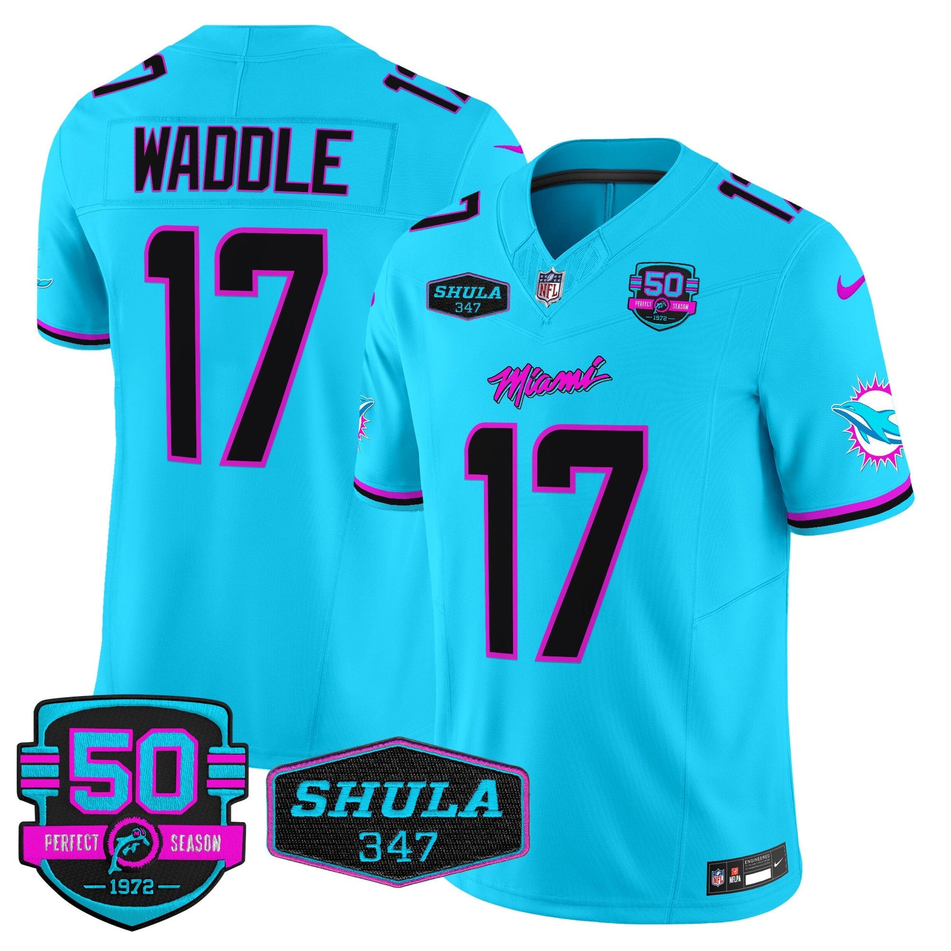 Men's Dolphins "Miami Vice" Vapor Limited Jersey V4 - All Stitched