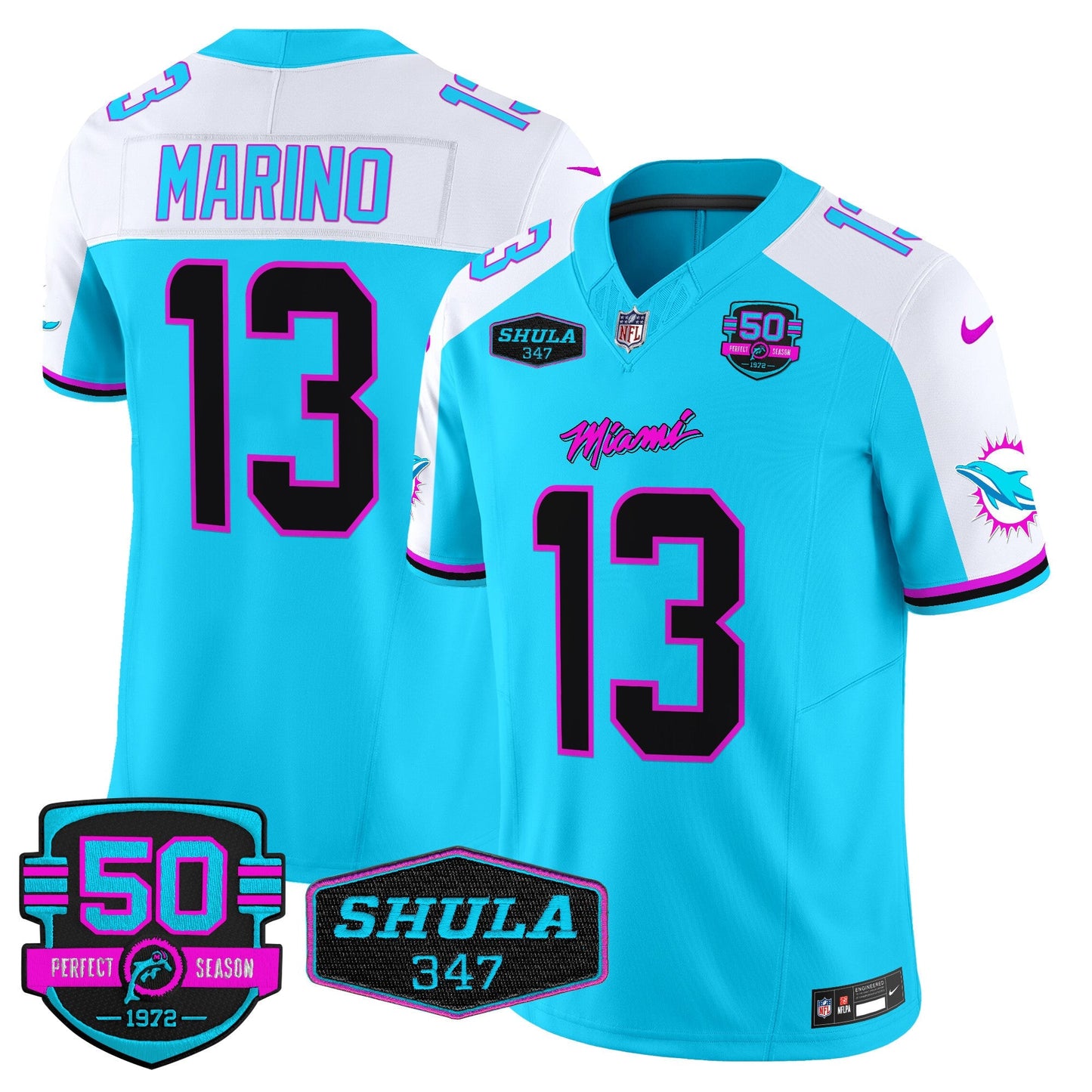 Men's Dolphins "Miami Vice" Vapor Limited Jersey V4 - All Stitched