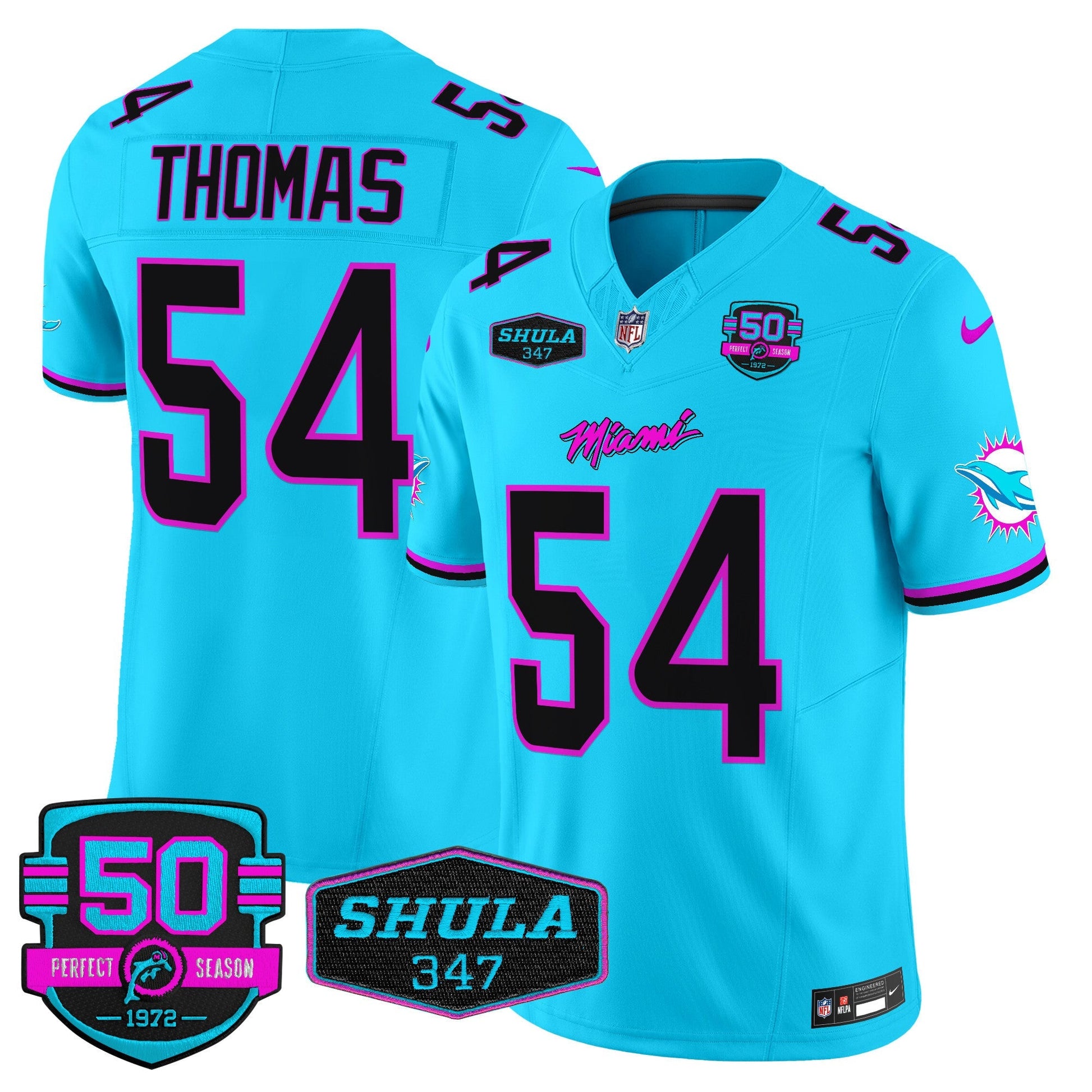 Men's Dolphins "Miami Vice" Vapor Limited Jersey V4 - All Stitched