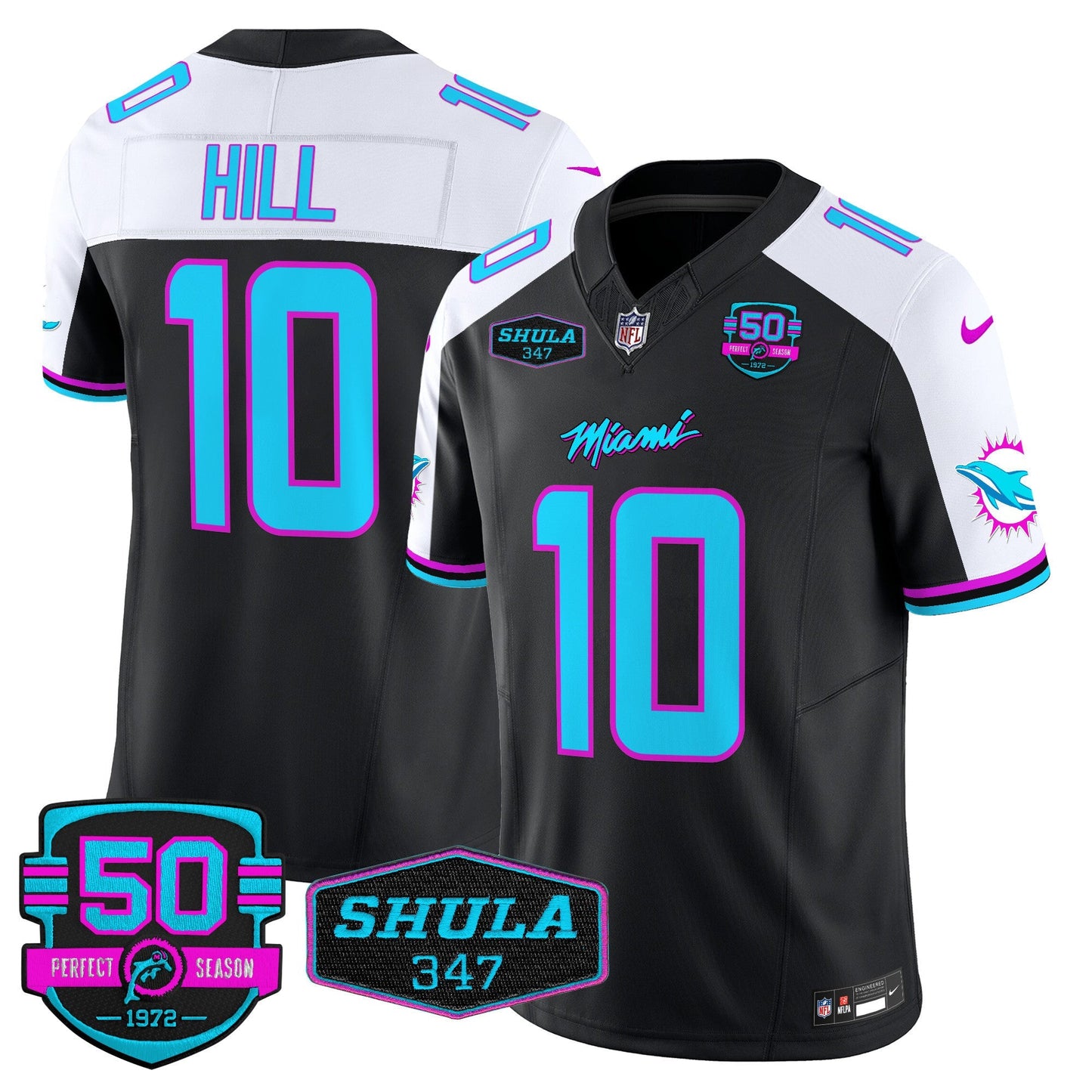 Men's Dolphins "Miami Vice" Vapor Limited Jersey V4 - All Stitched