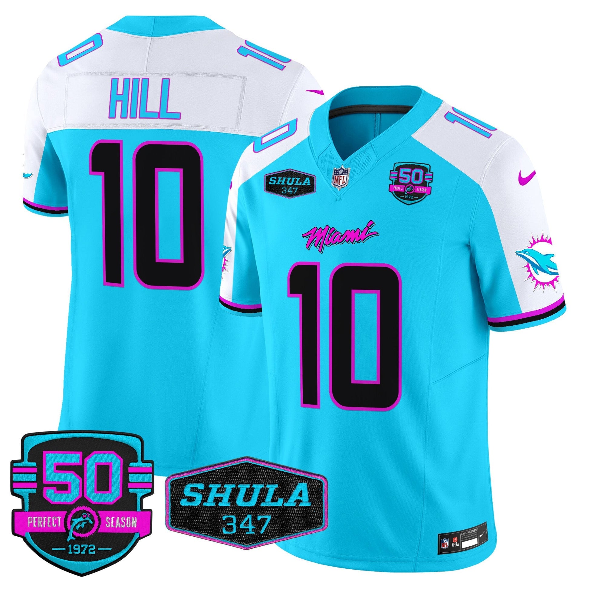 Men's Dolphins "Miami Vice" Vapor Limited Jersey V4 - All Stitched