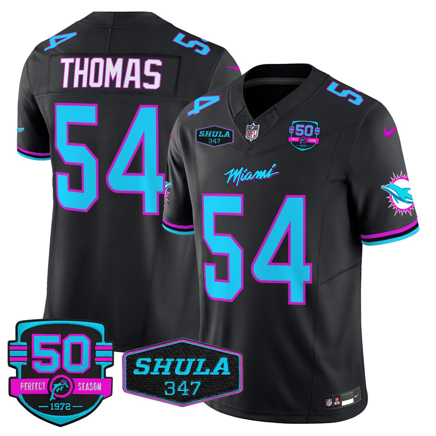 Men's Dolphins "Miami Vice" Vapor Limited Jersey V4 - All Stitched