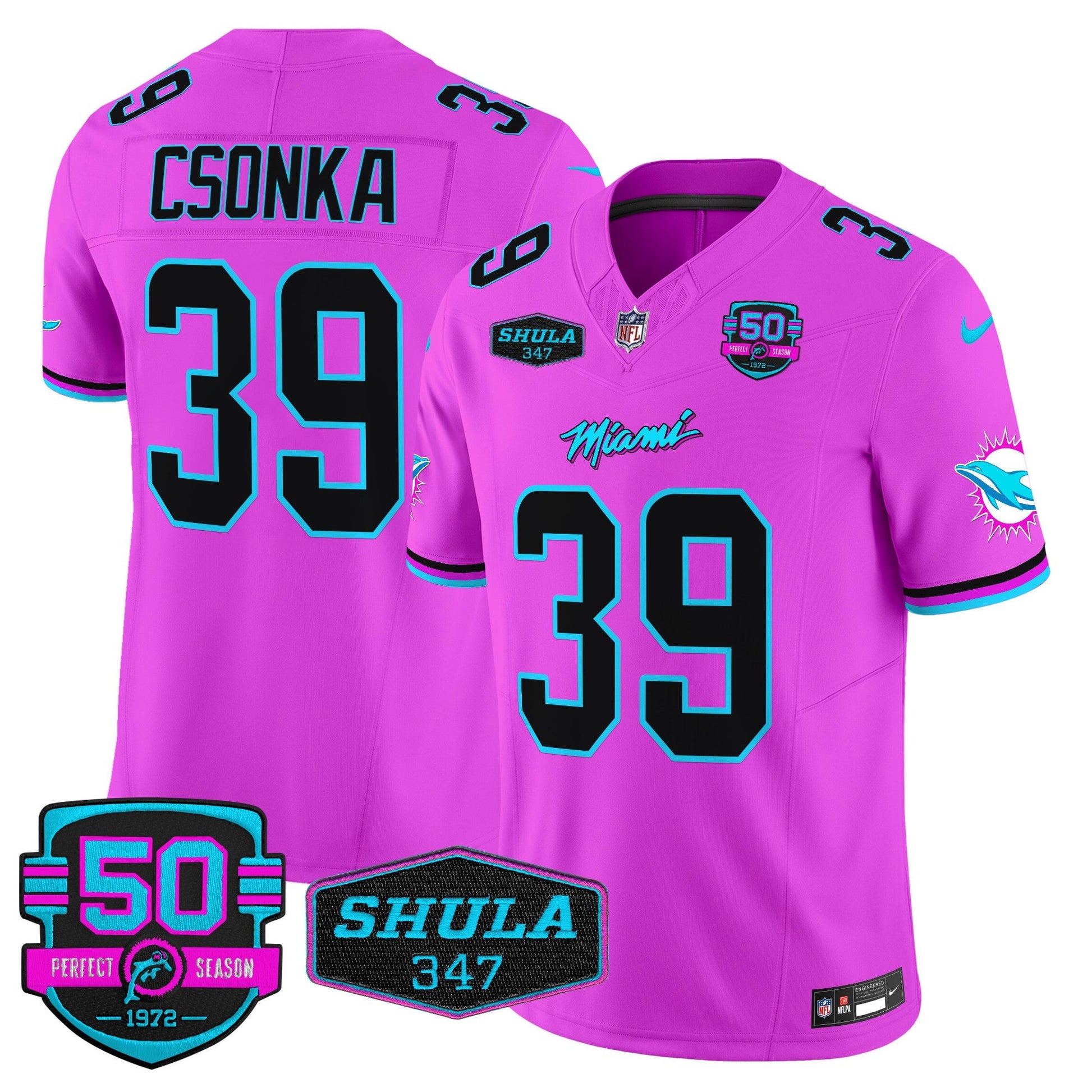 Men's Dolphins "Miami Vice" Vapor Limited Jersey V4 - All Stitched