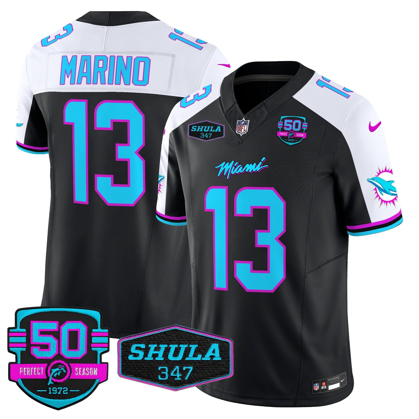 Men's Dolphins "Miami Vice" Vapor Limited Jersey V4 - All Stitched