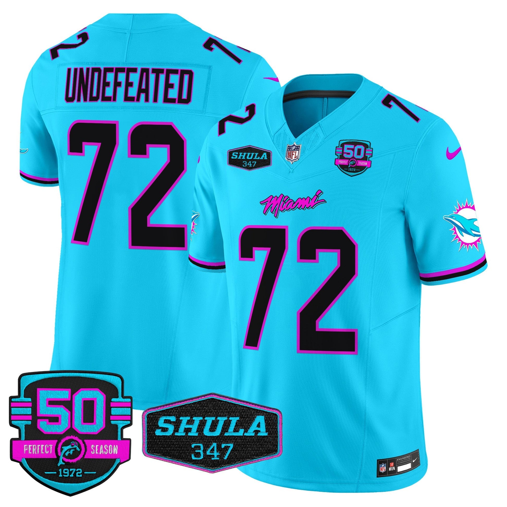Men's Dolphins "Miami Vice" Vapor Limited Jersey V4 - All Stitched