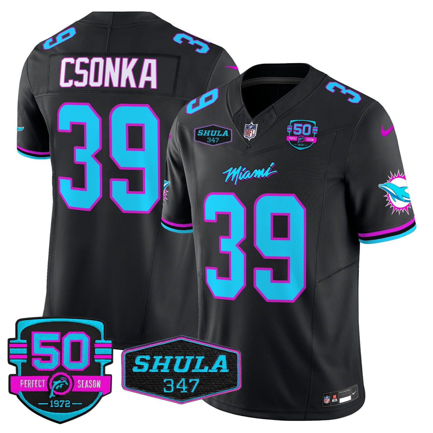 Men's Dolphins "Miami Vice" Vapor Limited Jersey V4 - All Stitched
