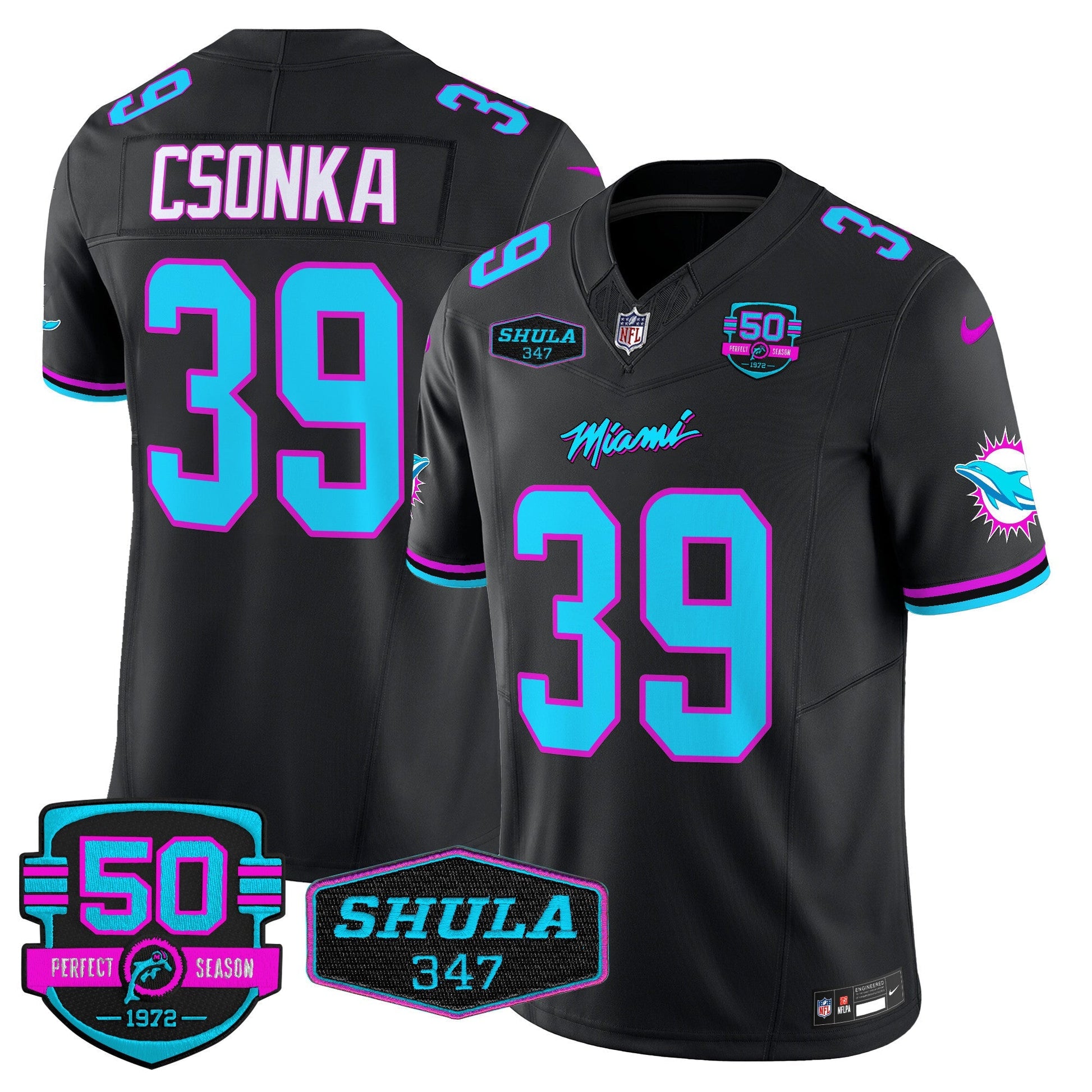 Men's Dolphins "Miami Vice" Vapor Limited Jersey V4 - All Stitched